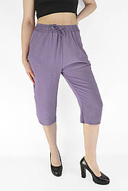 Бриджі жіночі віскоза Капрі літні шифон Kenalin Фіолетовий цвіт 3XL/4XL