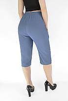 Бриджі жіночі віскоза Капрі літні у яскравих кольорах 3XL — 7XL Kenalin Блакитний колір, фото 4