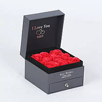 Подарочная коробка с розами(Мыло с запахом цветов) и отделением под украшение , мыло из роз.