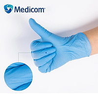 Перчатки нитриловые р-р XS неопудренные текстурированые. Цвет синий, 50 пар. 3 гр Medicom