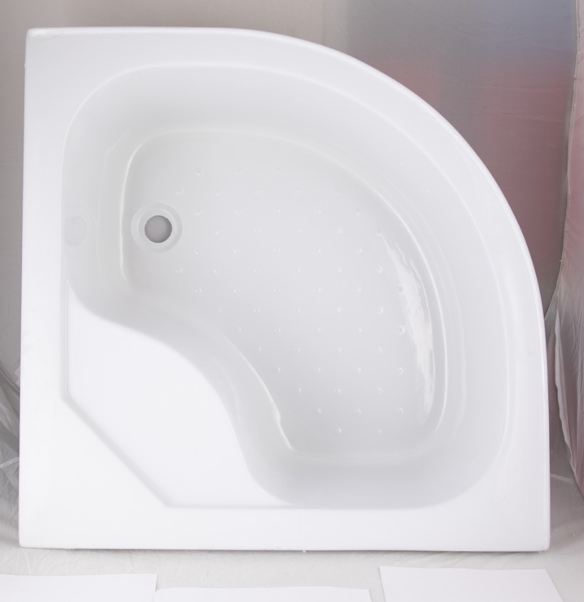 Душовий піддон 80*80*41 см напівкруглий з панеллю, ніжками та сифоном Lidz KAPIELKA (Польща)