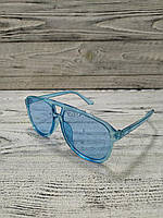 Жіночі сонцезахисні окуляри блакитні, великі в пластиковій оправі (без брендових)