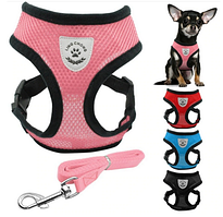 Шлейка сітчаста з повідцем для котів та маленьких собак Розмір S