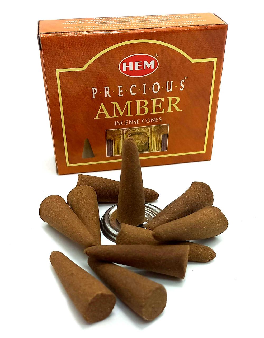 Пахощі Precious Amber "Дорогоцінний Бурштин" Hem конусні Індія, фото 1
