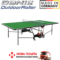 Теннисный стол для улицы всепогодный складной теннисный стол уличный игровой Donic Outdoor Roller 400, зеленый