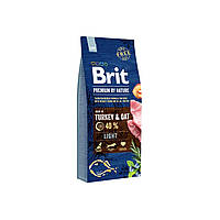 Сухой корм Brit Premium Dog Light 15 кг с индейкой