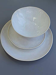 Набір 6 керамічних білих салатників Янгол 19.5 см