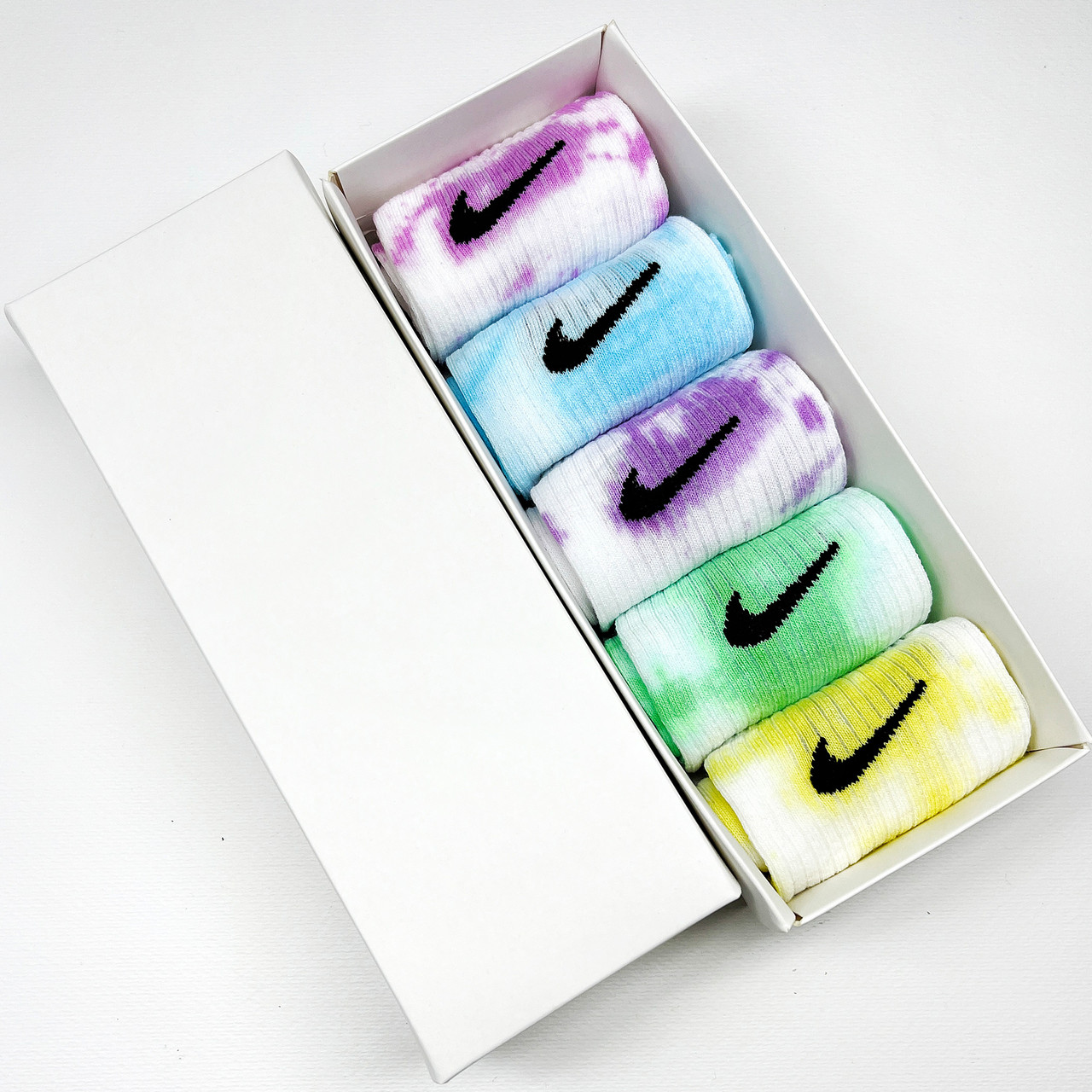 Набір у коробці 5 пар високі 41-45 чоловічі Шкарпетки Nike / найк — TIe-Dye (найк) Подарунковий