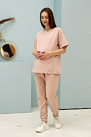 Спортивні штани для вагітних із від'єднувальною вставкою на животик Shanghai 2XL Lullababe Пудровий LB10SH123