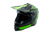 Шлем кроссовый FOX размер: L 166 (черно-зеленый, мат)
