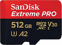 Карта памяти SanDisk microSD 512GB C10 UHS-I U3 R200/W140MB/s Extreme Pro V30+SD