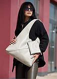 Зручна модна сіра жіноча сумка хобо містка, матова екошкіра (якісна штучна шкіра) + гаманець, фото 9