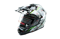 Шлем кроссовый VLAND 819-6 размер: L (черно-зеленый глянец) + визор