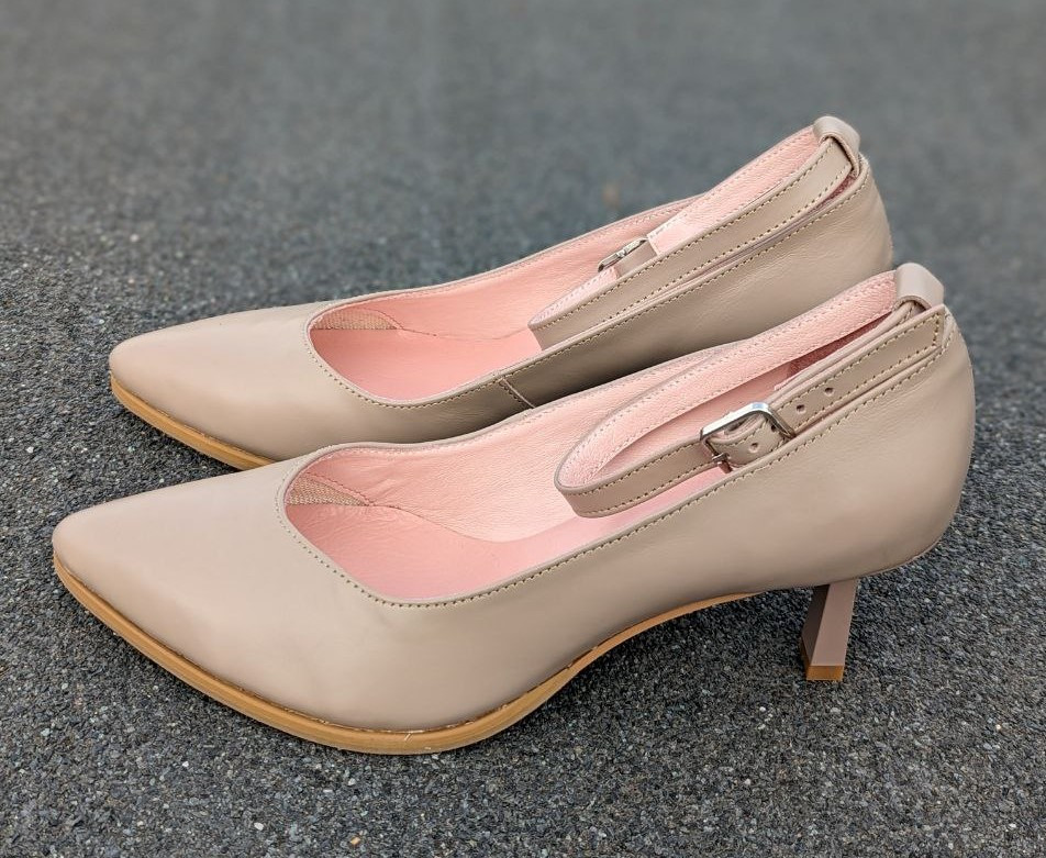 STTOPA Розміри 36-44. Туфлі великих розмірів шкіряні. Каблук 6 см. 156-3644-6-2 Бежеві, фото 1