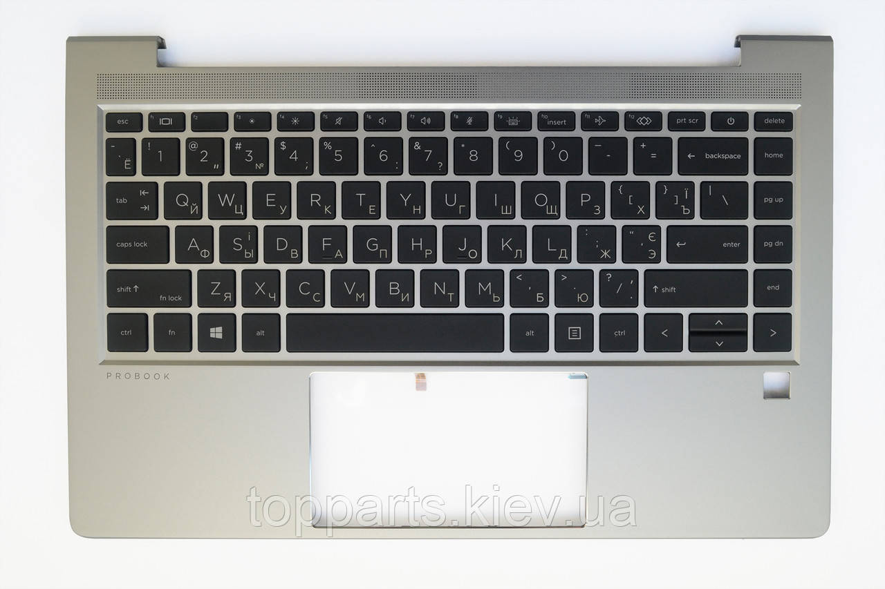 Клавіатура для ноутбуків HP ProBook 440 G8 чорна з підсвічуванням, срібляста кришка UA/RU/US