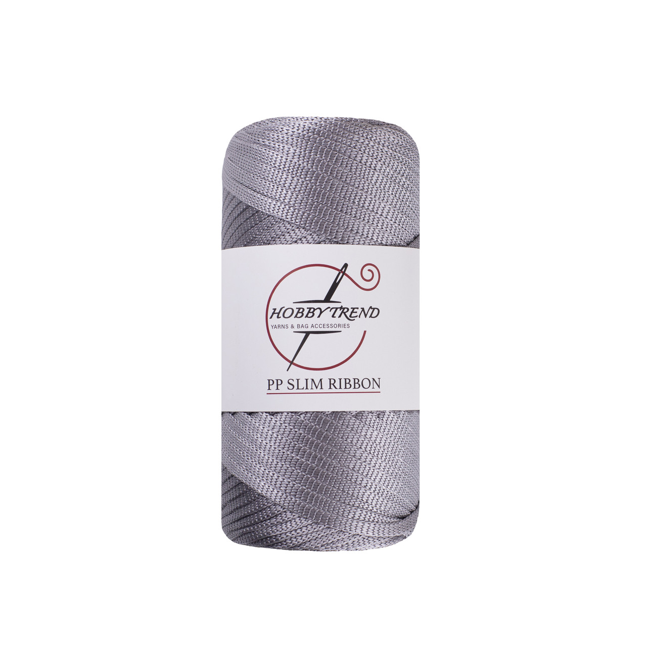 Шнур трикотажний ПП Hobby Trend Slim Ribbon. Сріблясто-сірий 250г, 140м, 5 мм
