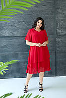 Жіноча червона шифонова сукня вільного крою Марина