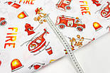 Тканина бязь "Собаки пожежники" білий фон № 749, фото 5