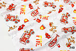 Тканина бязь "Собаки пожежники" білий фон № 749, фото 2
