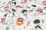 Лоскуток. Тканина бязь "Супергерої" на білому тлі 69*160 см, фото 4