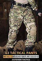Брюки с наколенниками мультикам G3 с спандекс вставками, Военные тактические штаны, vsk