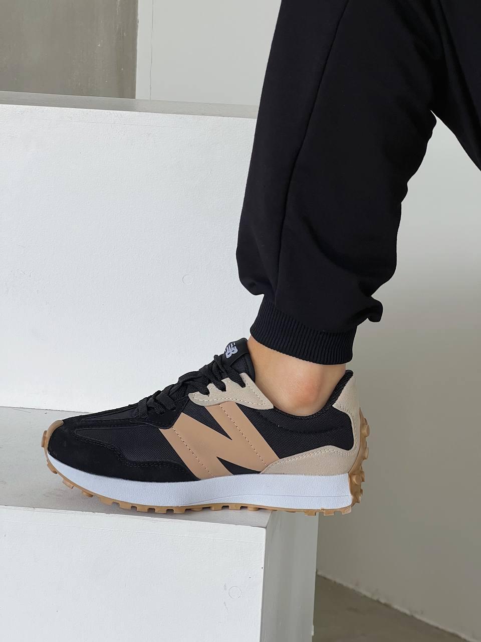 Модні жіночі кросси Нью Баланс 327. Класні жіночі кроссівки New Balance 327 Black Beige на кожен день.