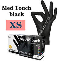 Перчатки нитриловые черные Med Touch размер XS, плотность 3,9г, уп.100 шт