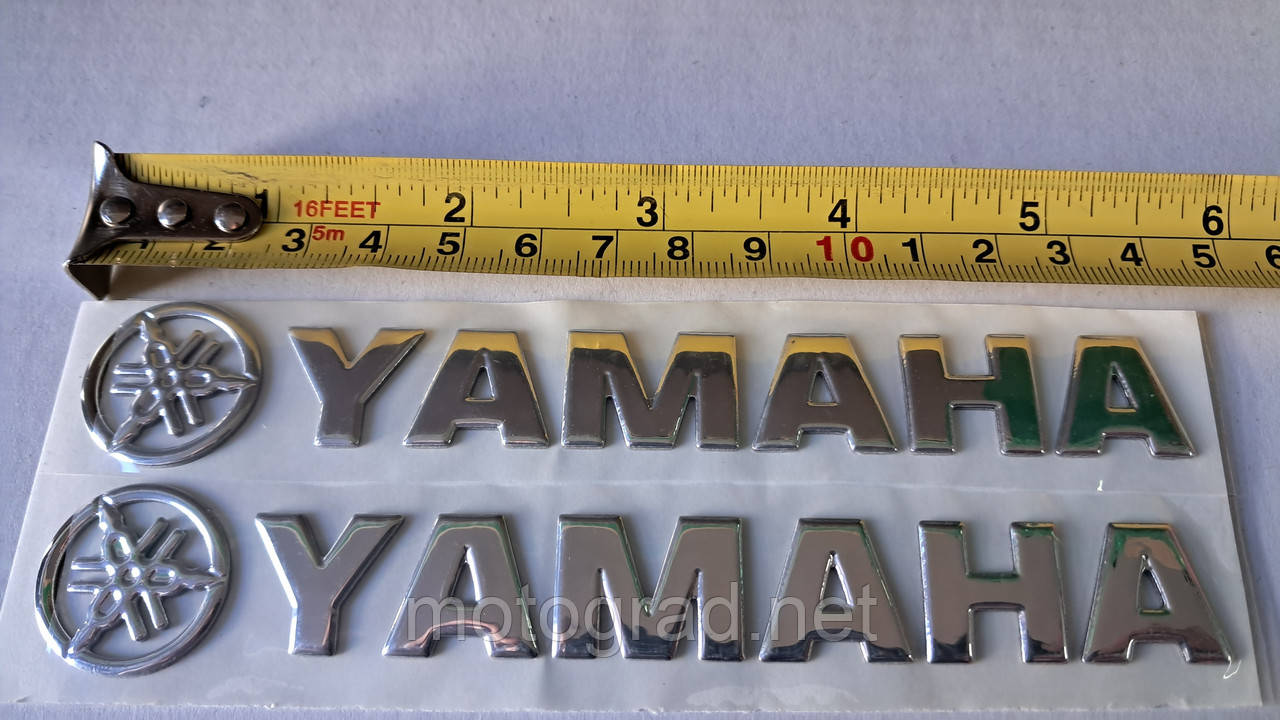 Наклейки Yamaha 3D силікон колір срібло 2 штуки, фото 1