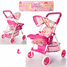 Коляска для ляльок прогулянкова металева зі столиком