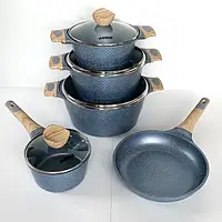 Набор посуды Benson "Луска" с мраморным антипригарным покрытием 9 предметов (BN-339)
