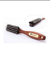 Щетка для волос массажная узкая деревянная с комбинированной щетиной Salon Professional 4762CLB