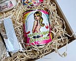 Набір для дівчини "Краля блондинка": бомбочка для ванної, кульки для шугарінгу, насипна свічка, шкарпетки блондинки, фото 5