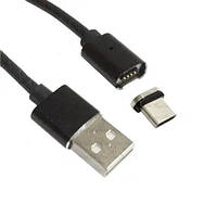 Шнур магнітний, штекер USB А - штекер USB type C, знімний, на магніті, 1м