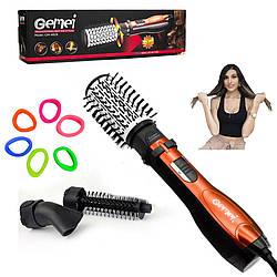 Набір Фен-щітка Gemei GM-4828 Мультистайлер Стайлер 3в1 з різнокольоровими резинками Повертається з насадками