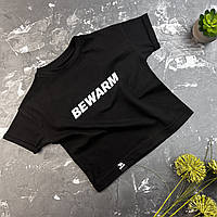 Детская футболка черная с принтом BEWARM