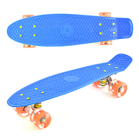 Пенні борд (Penny Board) 7070 Best Board 22" з колесами, що світяться, Синій з кораловими колесами