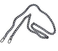 Металевий ланцюжок з карабінами для сумок, чорний, 15*10мм.