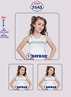 Майка для девочки подростка 3 шт Baykar хлопковая маечка для девочек с кружевом широкая бретель арт 7645 Белый
