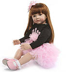 Силіконова Колекційна Лялька Реборн Reborn Дівчинка Карина (Вінілова Лялька) Висота 60 см, фото 2