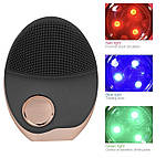 Ультразвукова Електрична Силіконова Щітка Масажер Для Обличчя з Функцією фототерапії Чорна, фото 7