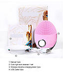 Ультразвукова Електрична Силіконова Щітка Масажер Для Обличчя з Функцією фототерапії Рожева, фото 4