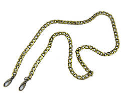 Металевий ланцюжок з карабінами для сумок, бронза, 15*10мм..