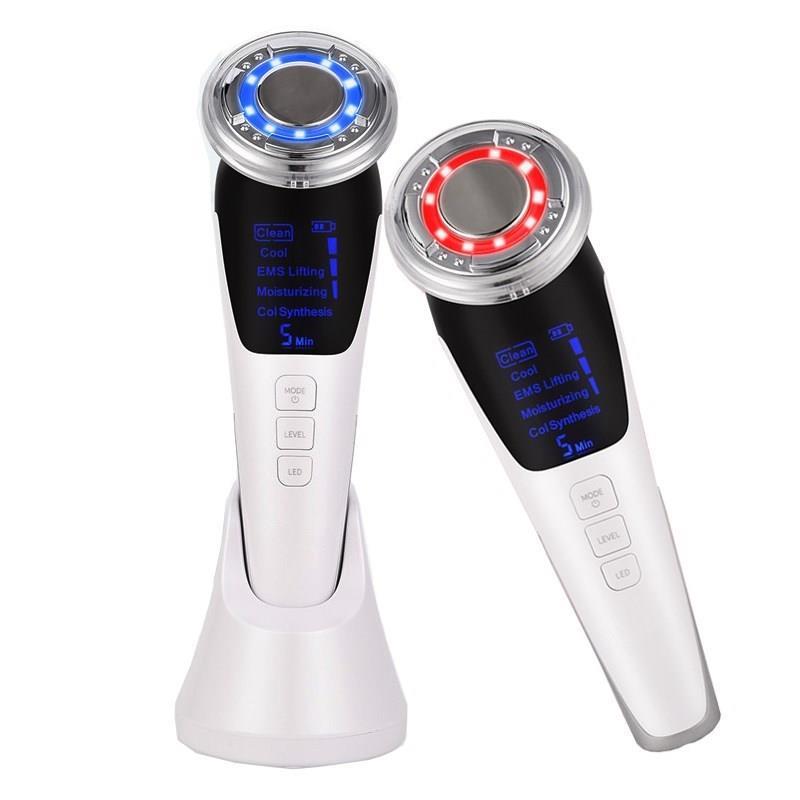 Мікрострумовий Масажер Для Обличчя З Функцією EMS + Фототерапія (Холод Тепло) Для Ліфтингу Омолодження та Підтяжки Шкіри Білий, фото 1
