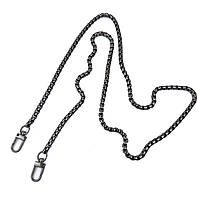 Металевий ланцюжок з карабінами для сумок, чорний, 5х5 мм.