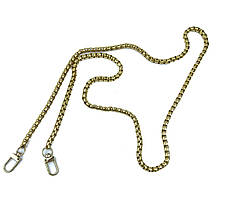 Металевий ланцюжок з карабінами для сумок, золото, 5х5 мм.