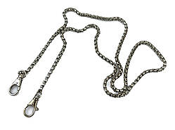 Металевий ланцюжок з карабінами для сумок, срібло, 5х5 мм.