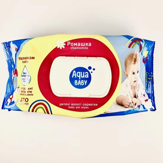 Вологі серветки Aqua Baby 120шт chamomile Superfresh, SUMMER FRESH, Handy Fresh, фото 1