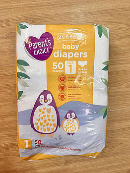 Дитячий одноразовий підгузок Parent's Choice Dry and Gentle Baby Diapers 4-6 кг, 50 шт./1 уп (KG-7714)