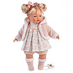 Іспанська Лялька Llorens з Механізмом Звукова Плаче та Кличе Маму і Тата 33 см з Хвостиками в Ніжно Рожевому Піджаку, фото 2