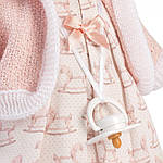 Іспанська Лялька Llorens з Механізмом Звукова Плаче та Кличе Маму і Тата 33 см з Хвостиками в Ніжно Рожевому Піджаку, фото 5